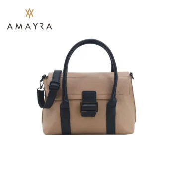 Cartera Amayra Eco Cuero Color Visón Claro.