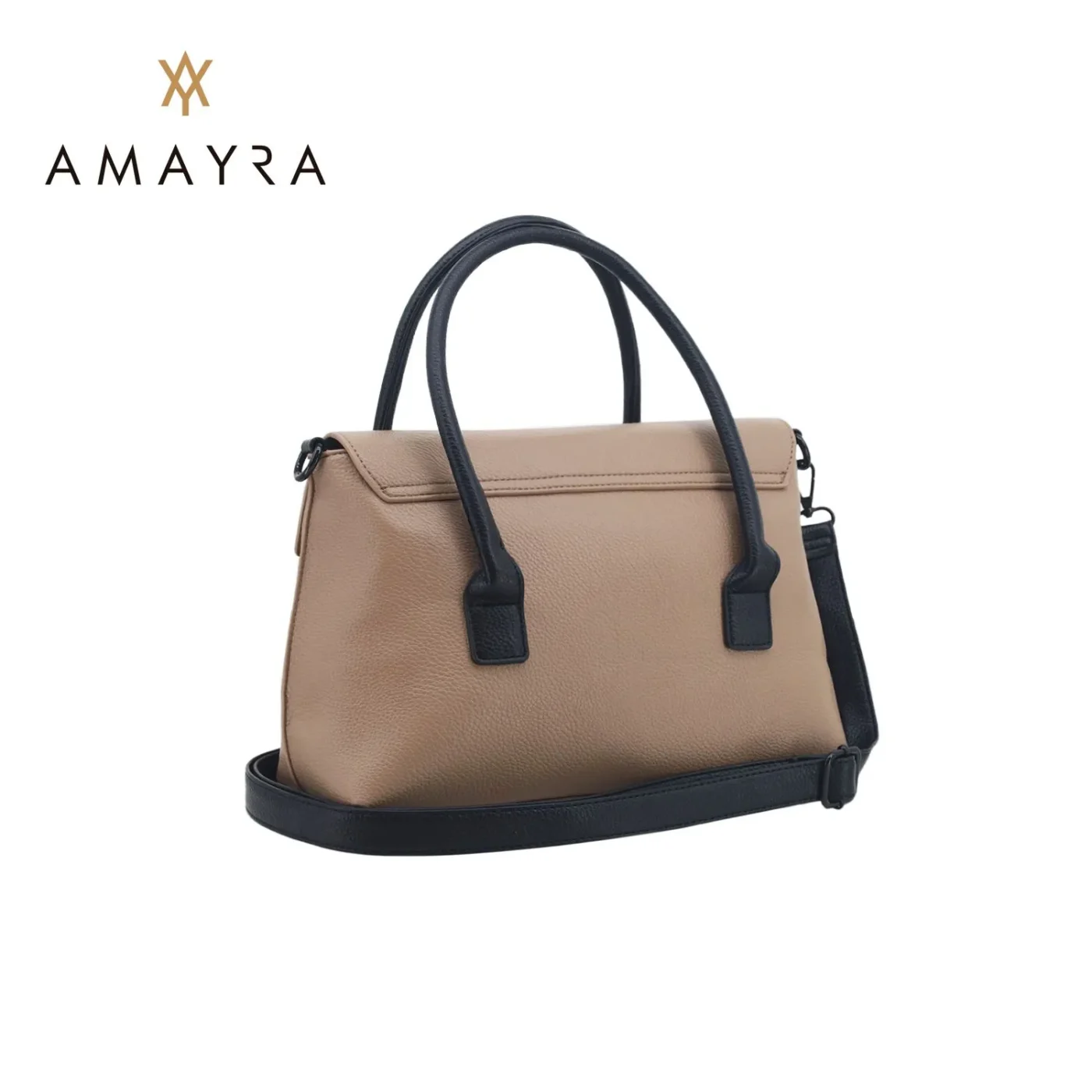Cartera Amayra Eco Cuero Color Visón Claro.