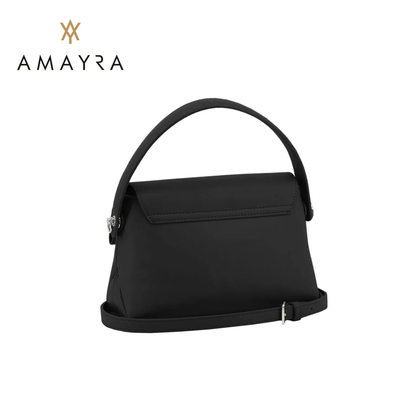 Cartera Amayra Bandolera Con Tapa Color Negro.