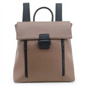 Mochila Amayra Eco Cuero Visón Grande Con Tapa