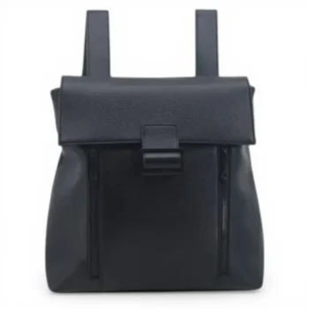 Mochila Amayra Eco Cuero Negra Grande Con Tapa