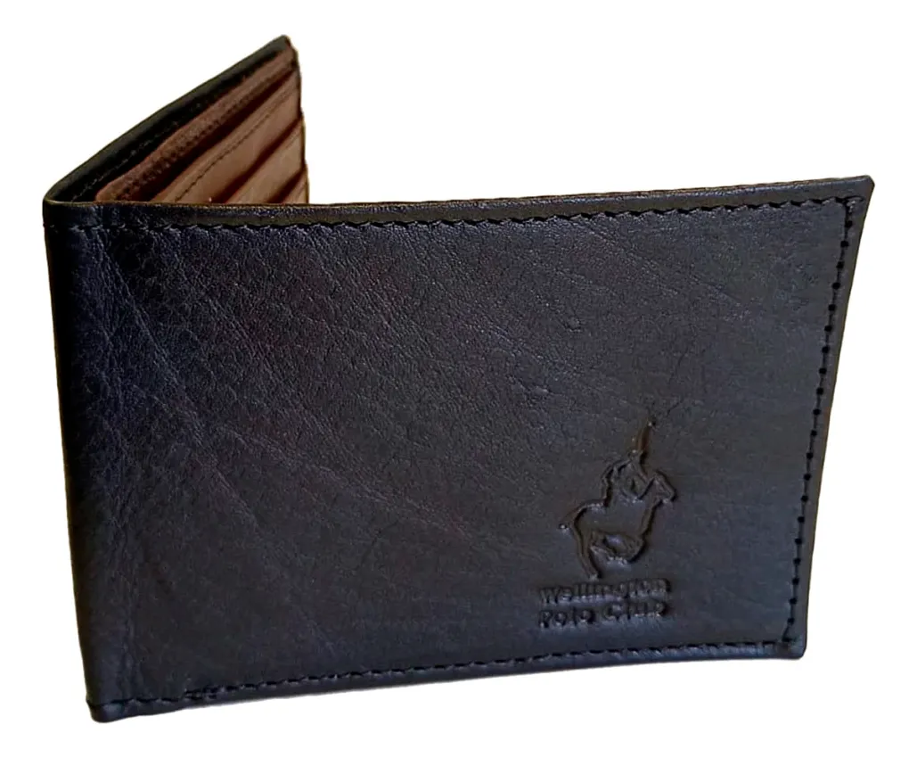 Billetera Wellington Polo Club De Cuero Simple Para Hombre. Colores Varios.