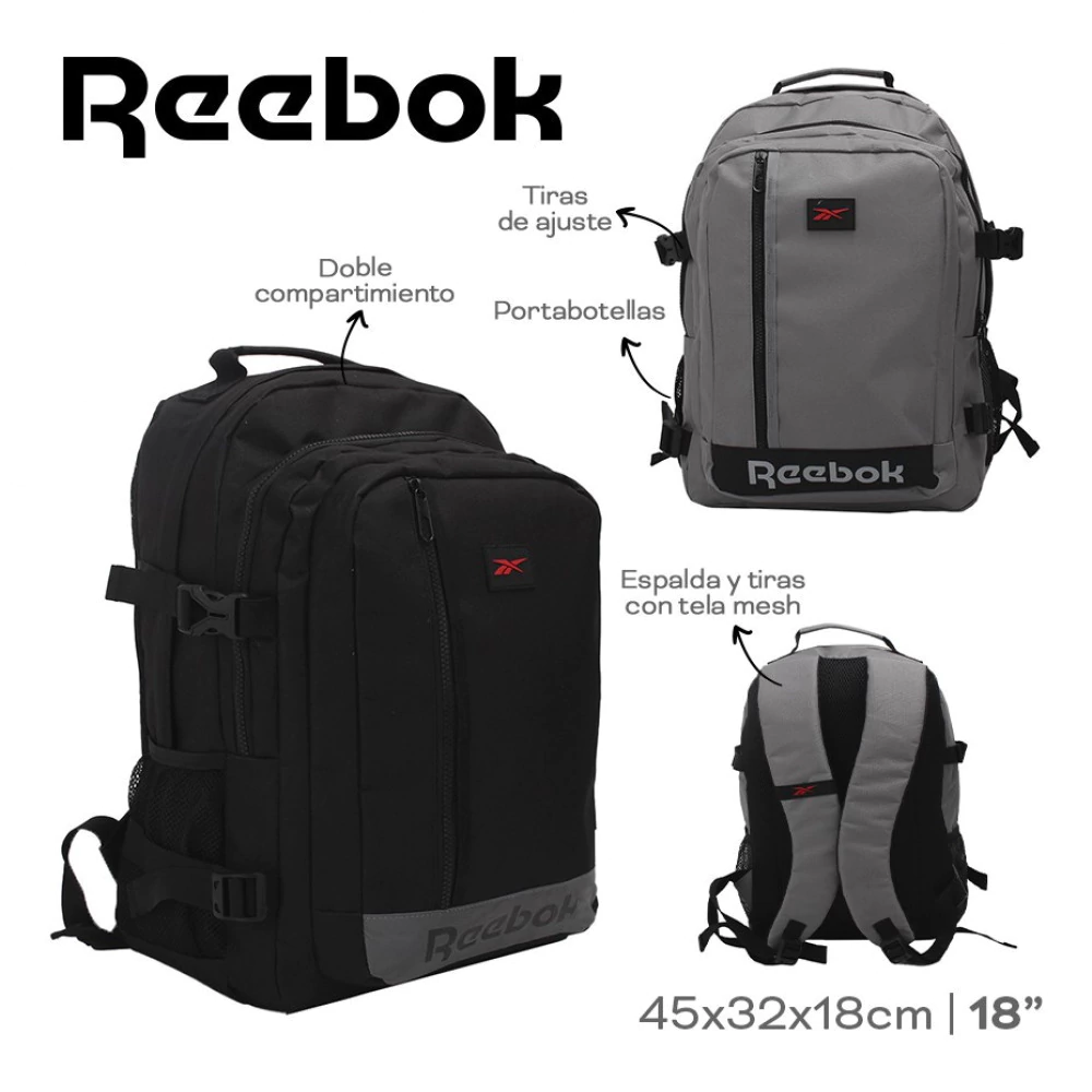 Mochila Reebok Urbana 18" Tamaño Grande Colores Varios