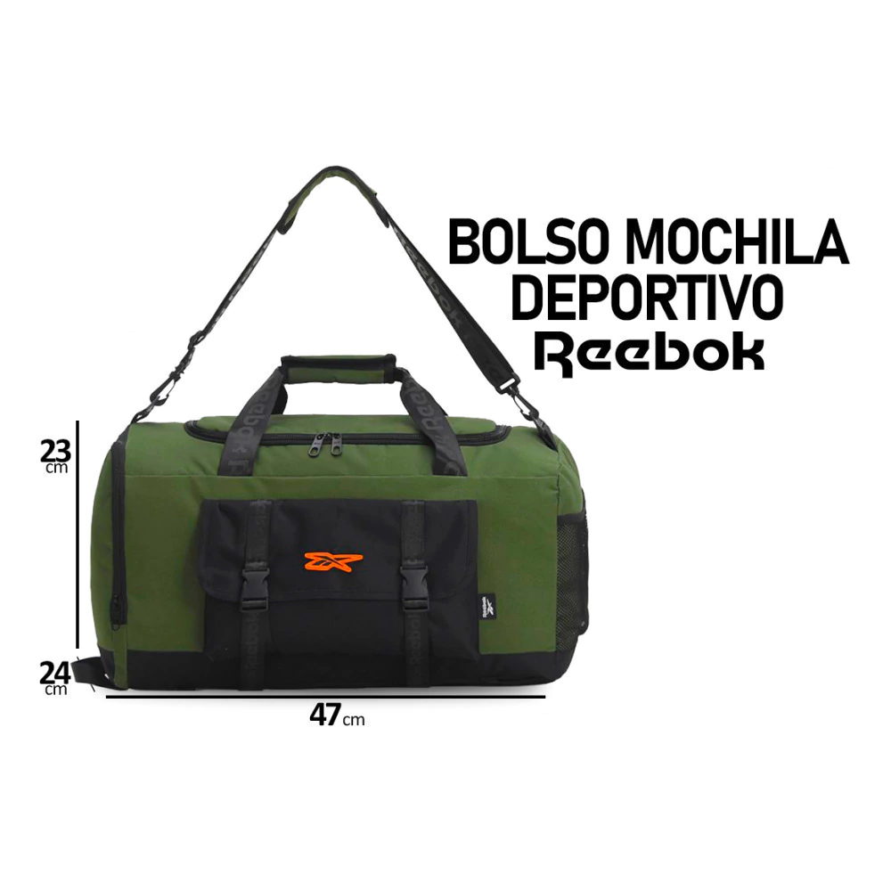 Bolso Mochila Reebok Con Botinero. Colores Varios
