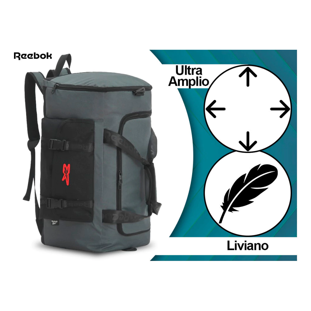 Bolso Mochila Reebok Con Botinero. Colores Varios