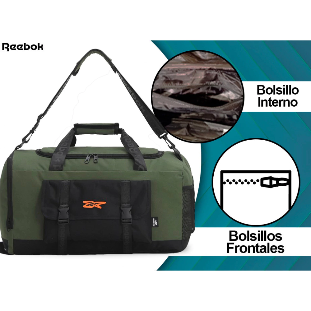 Bolso Mochila Reebok Con Botinero. Colores Varios