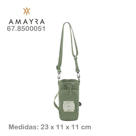 Bandolera Porta Botella Amayra c/Bolsillo p/Celular Color Verde