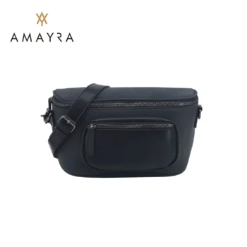 Riñonera Amayra Grande Eco Cuero Negro