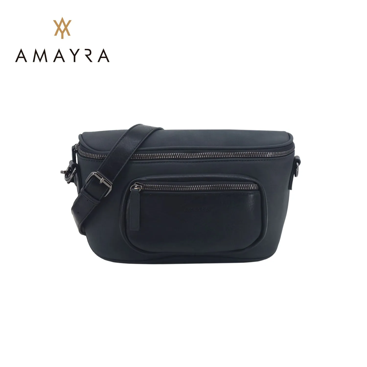 Riñonera Amayra Grande Eco Cuero Negro
