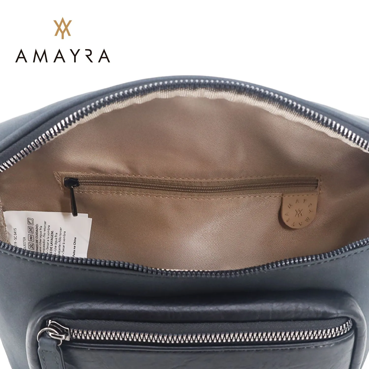 Riñonera Amayra Grande Eco Cuero Negro