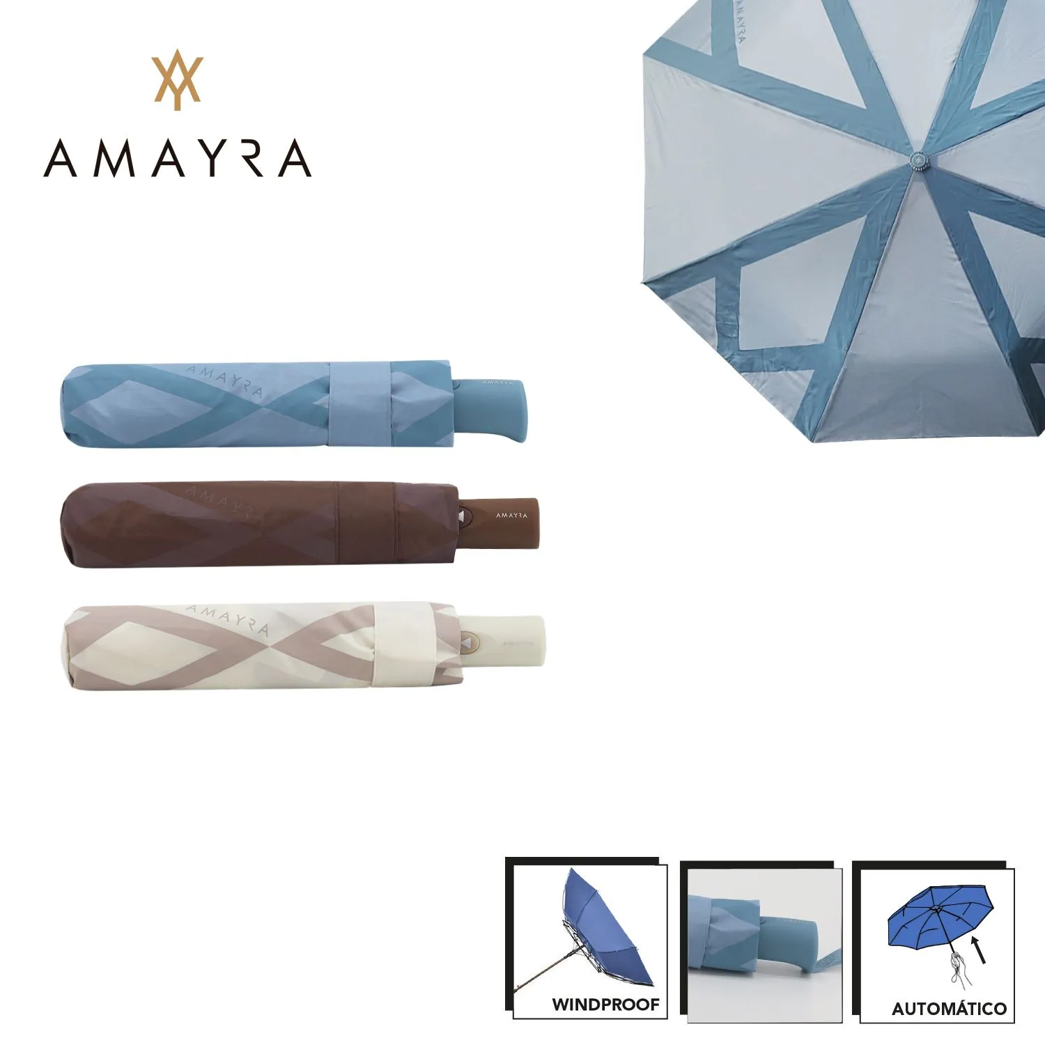 Paragua Amayra P/Dama Corto Automatico Colores Varios
