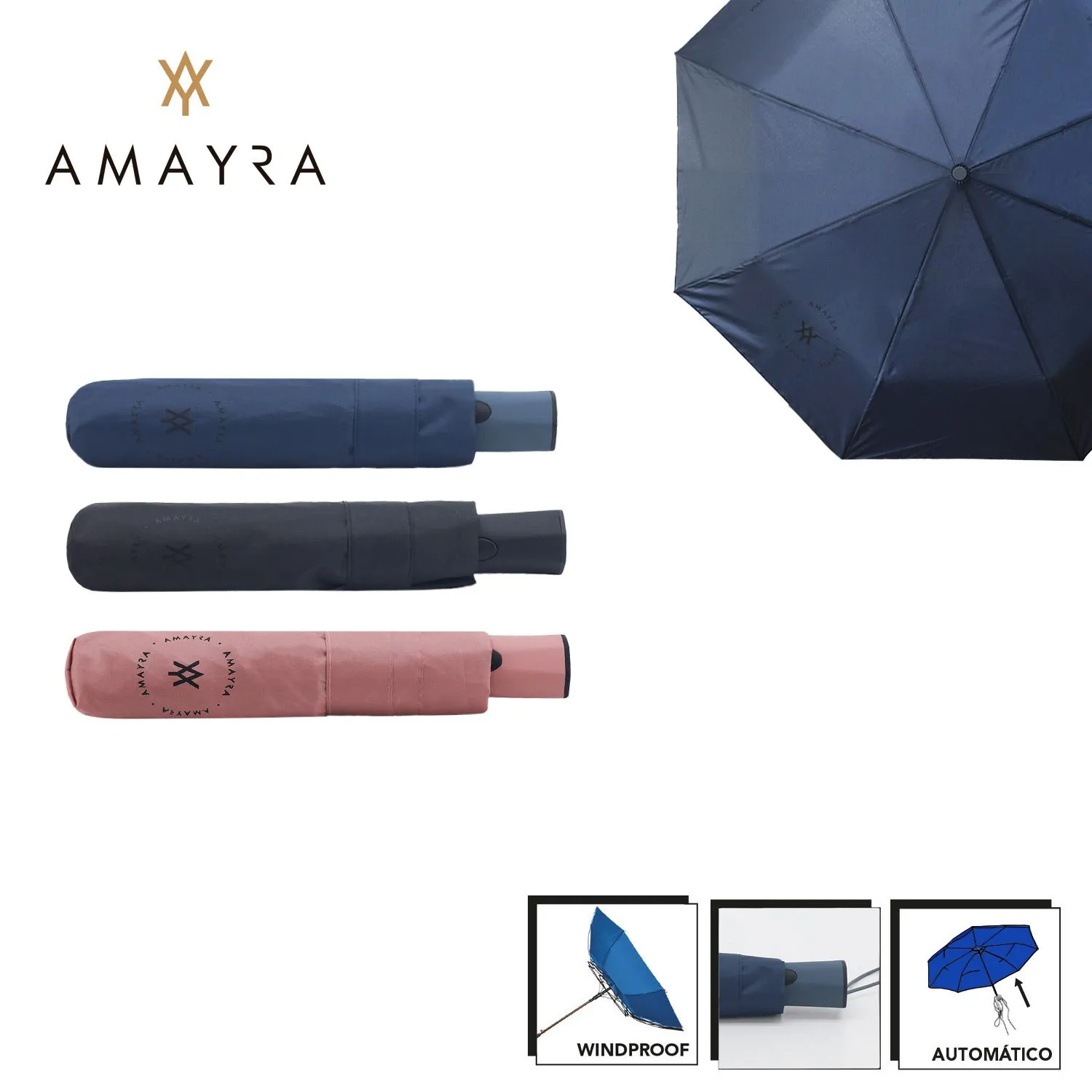 Paragua Amayra P/Dama Corto Automatico Colores Varios