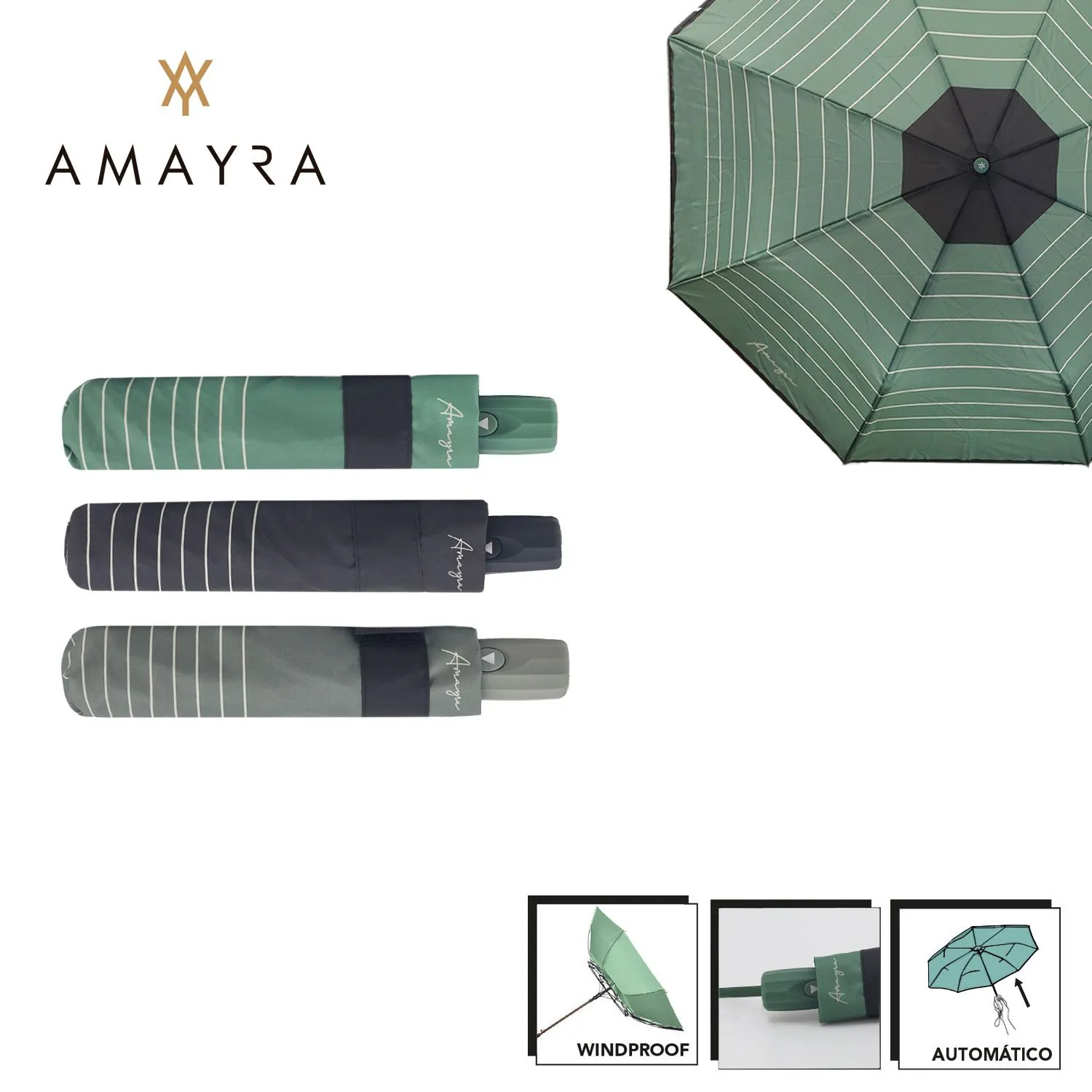 Paragua Amayra P/Dama Corto Automático Colores Varios