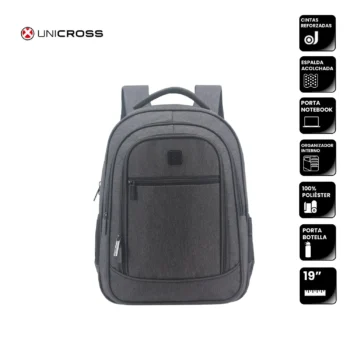 Mochila Unicross P/Notebook 19" Negra Súper Reforzada