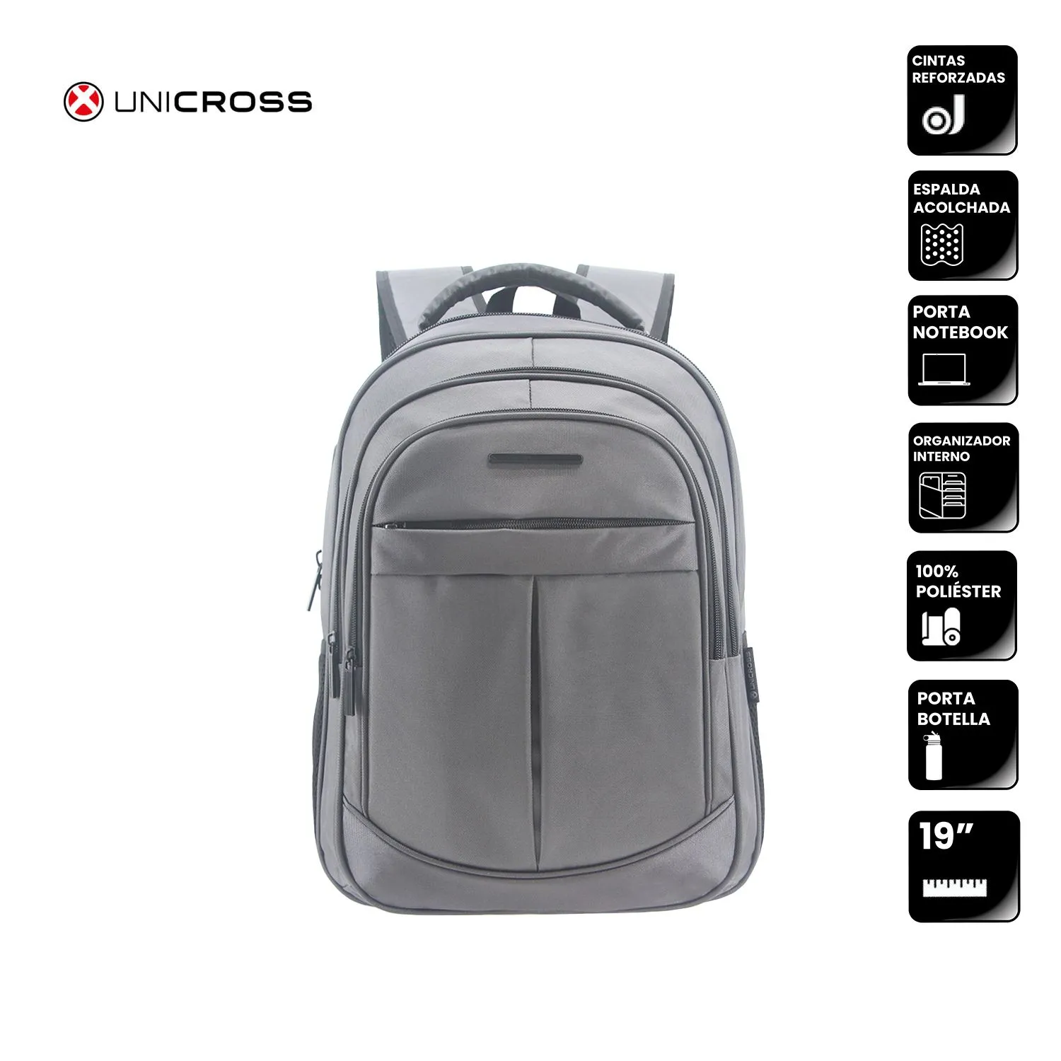 Mochila Unicross P/Notebook 19" Gris