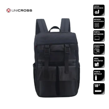 Mochila Unicross P/Notebook 18" C/Tapa Y Broches