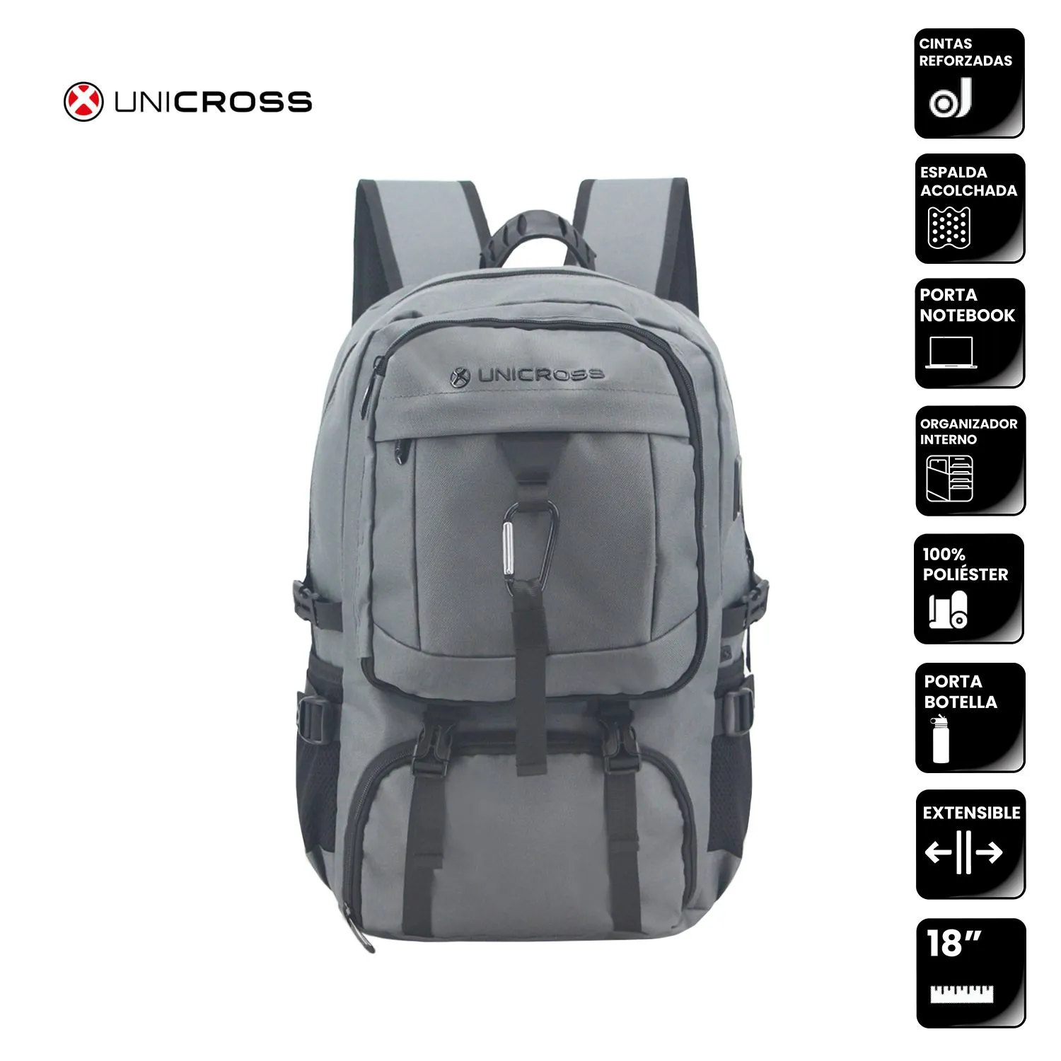 Mochila unicross Gris 18"