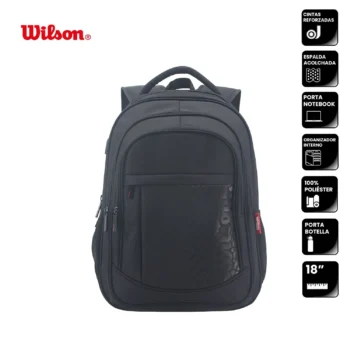 Mochila Wilson P/Notebook 19"Negra Súper Reforzada
