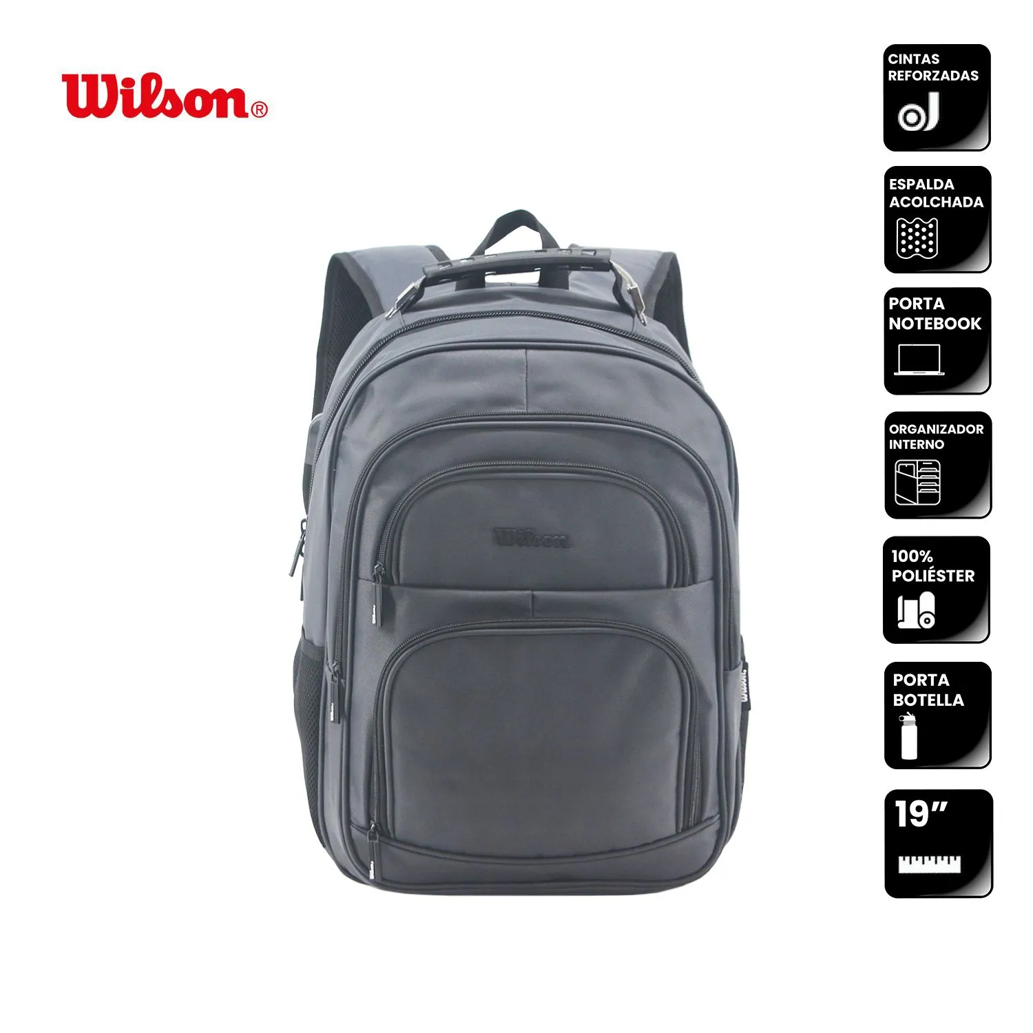 Mochila Wilson P/Notebook 18.5" Gris Muy Reforzada