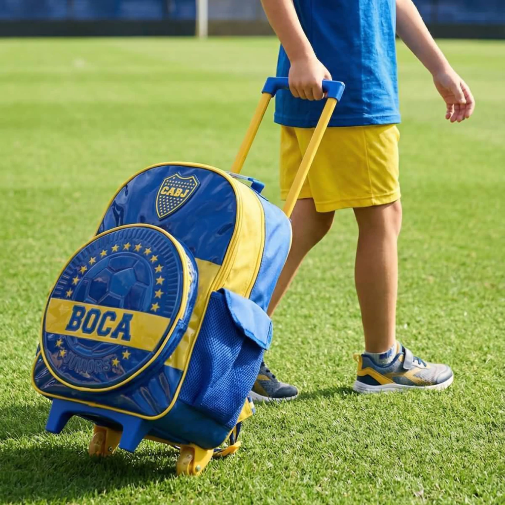 Mochila Boca Juniors c/carro 18". Tamaño Grande.