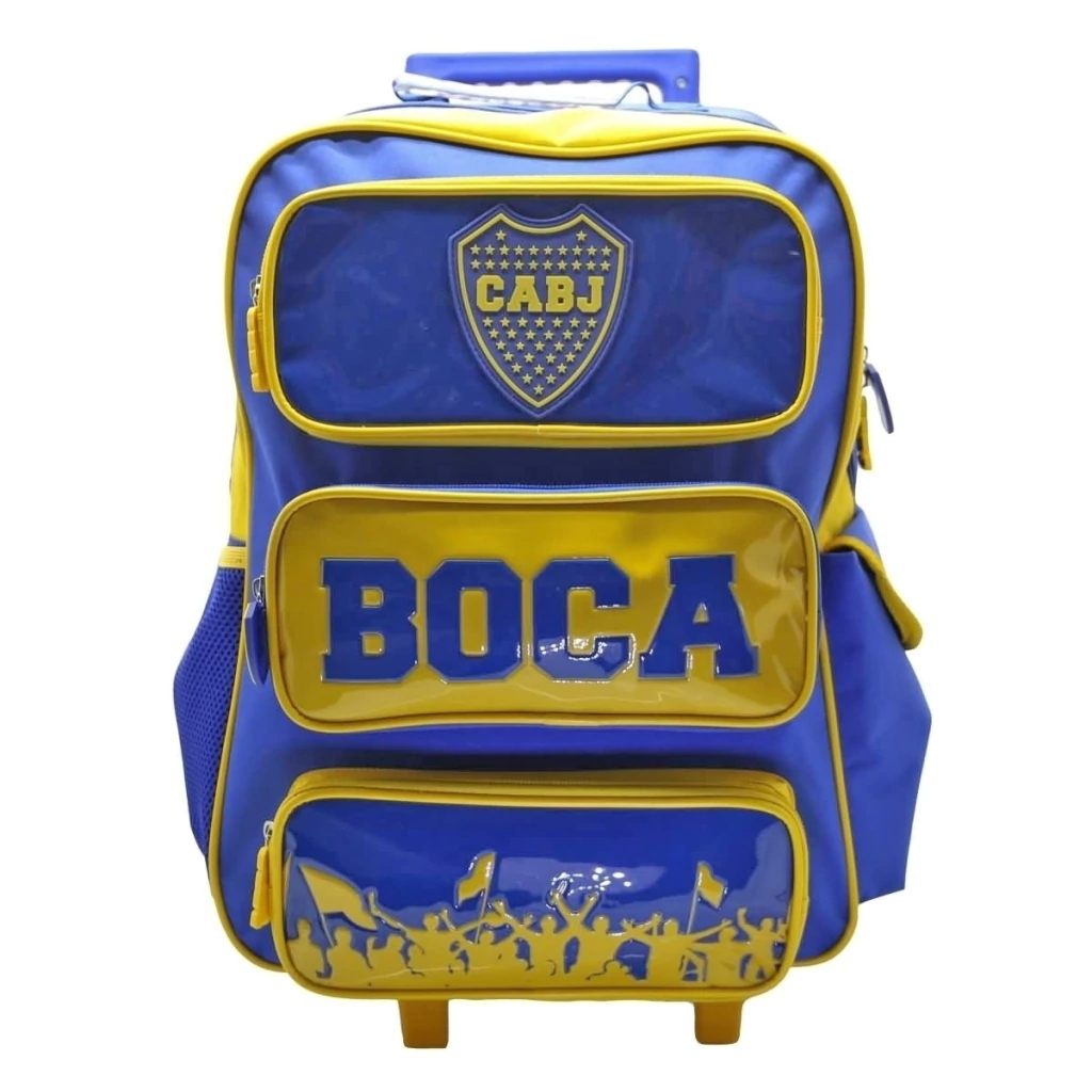 Mochila Boca Juniors c/carro 18". Tamaño Grande.