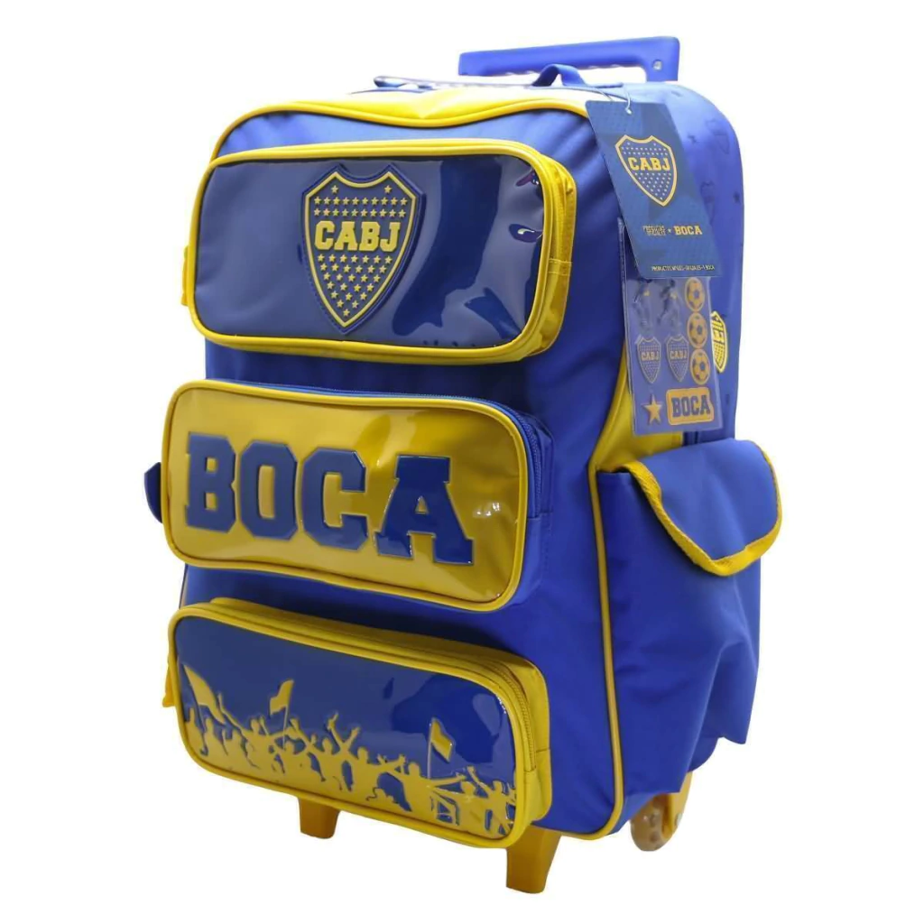 Mochila Boca Juniors c/carro 18". Tamaño Grande.