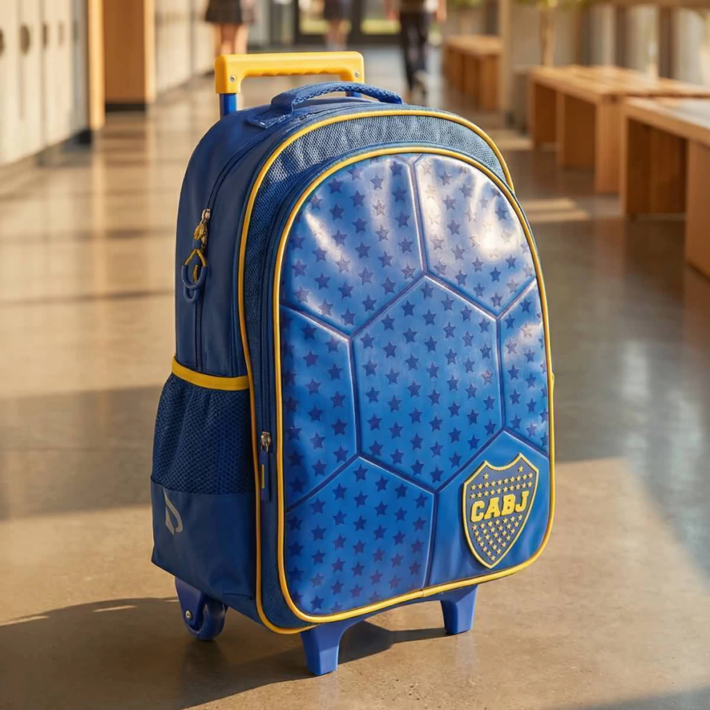 Mochila Boca Juniors c/carro 18". Tamaño Grande.