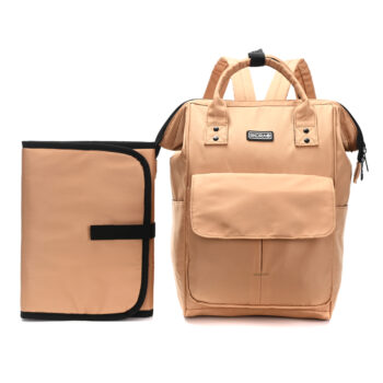 Mochila Maternal Skora Con Cambiador Microfibra Beige Boca De Pez