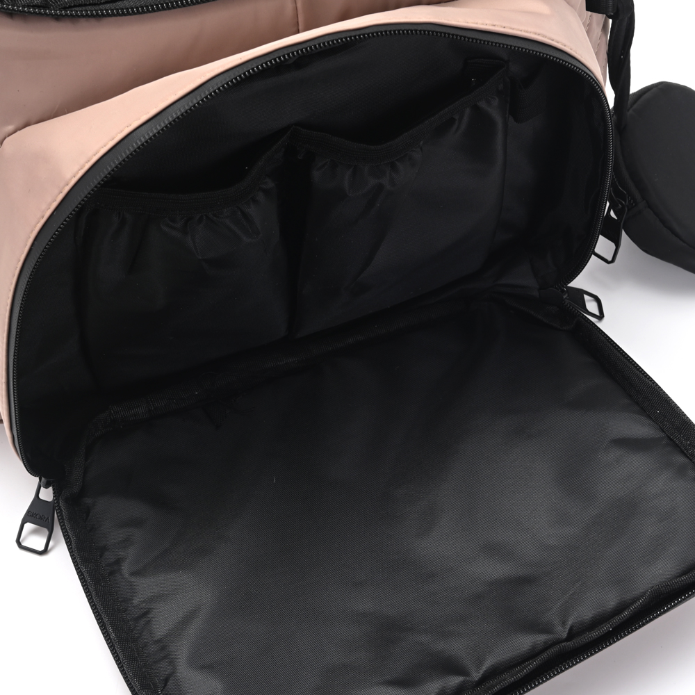 Mochila maternal Skora matelasse Beige con cambiador y monedero