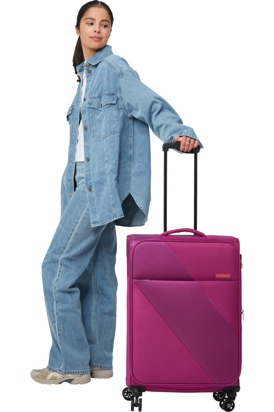 Valija American Tourister Sun Break 24" Mediana Tela Fucsia